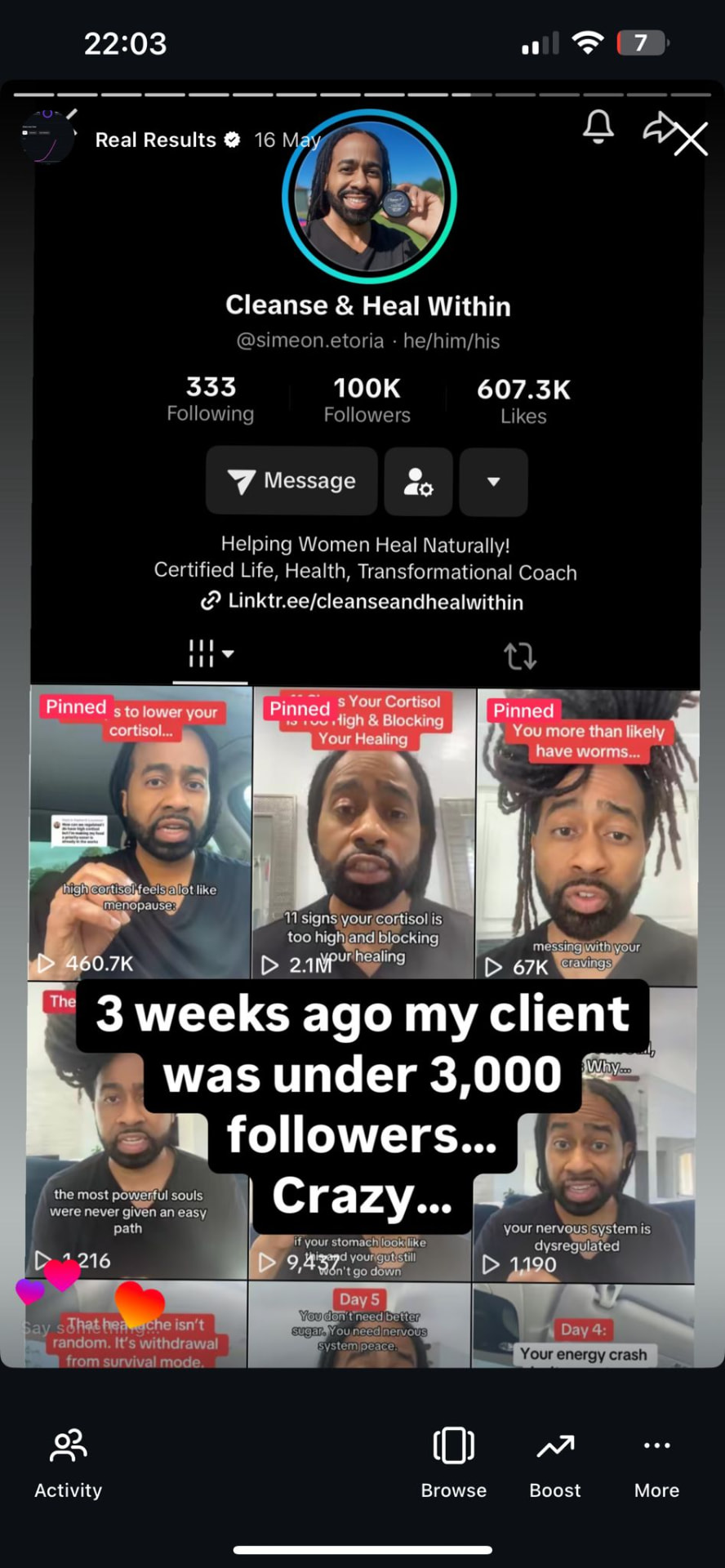 Under 3K → 100K followers