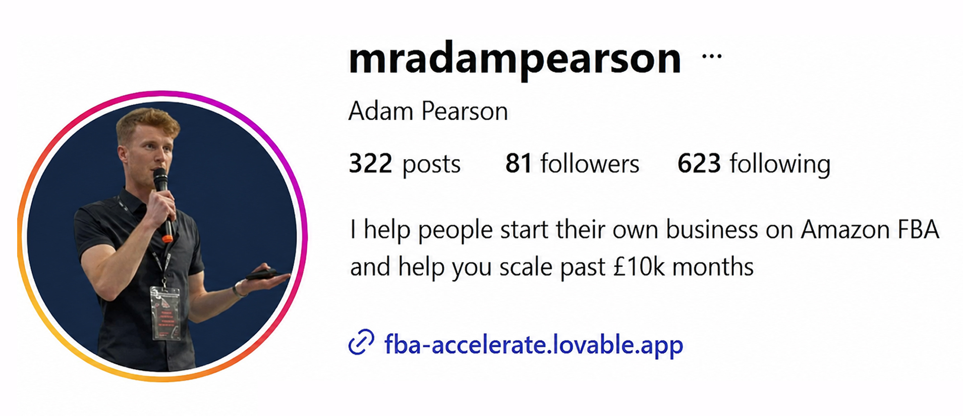 Instagram profile before